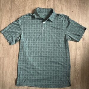 Oxford Blue Geo Sketch Polo Shirt collar short sleeve Large golf